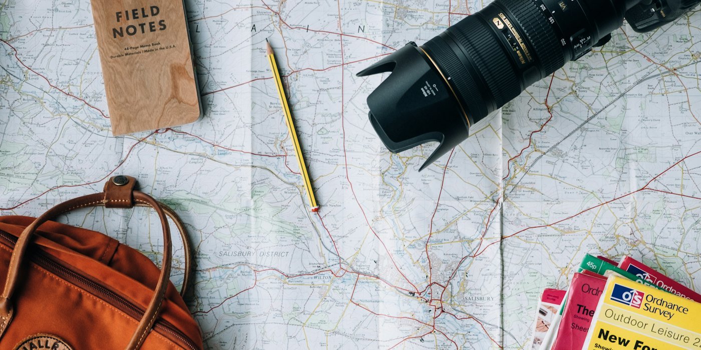 Map and travel notebook