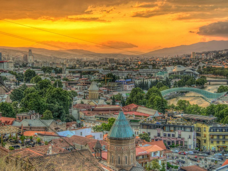Tbilisi old town at sunset